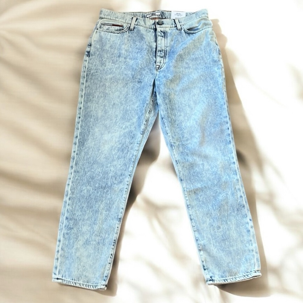 TOMMY HILFIGER HIGH RISE SLIM LEG MOM JEANS BLUE SIZE 12 NEW WITH TAGS